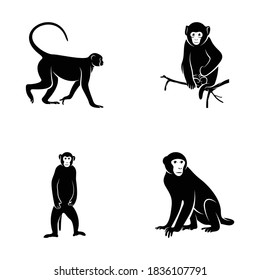 Set of silhouette monkey vector illustration design simple