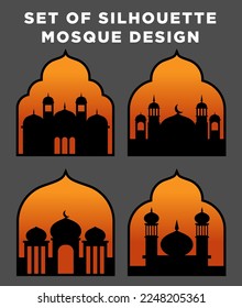 Set of silhouette mosque design