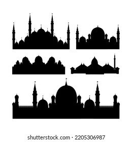 a set of silhouette mosque vector illustrations