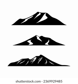 Set of silhouette mountain hill adventure logo vector design template