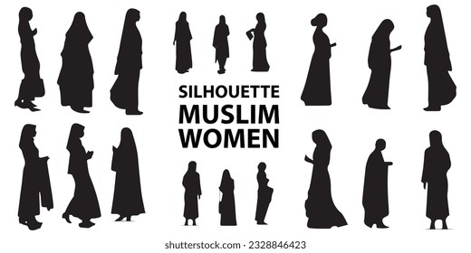 Eine Reihe von Silhouette Muslim Women Vektorgrafik