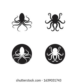 Set Of Silhouette Octopus vector template. Octopus vector illustration