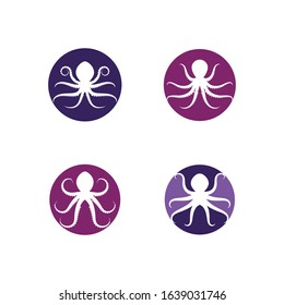 Set Of Silhouette Octopus vector template. Octopus vector illustration
