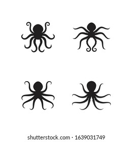 Set Of Silhouette Octopus vector template. Octopus vector illustration