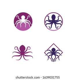 Set Of Silhouette Octopus vector template. Octopus vector illustration