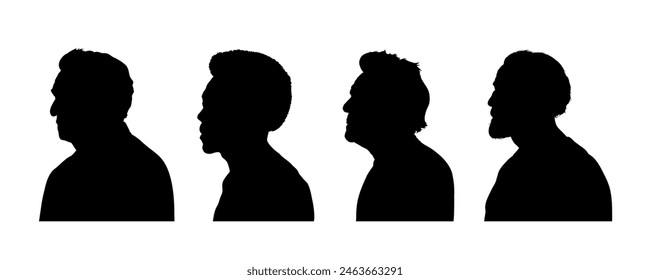 Set of silhouette of an old man, old man - vector illustration	