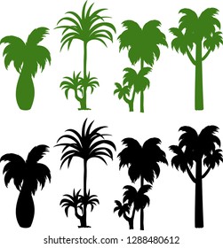 Set of silhouette palm tree illustration