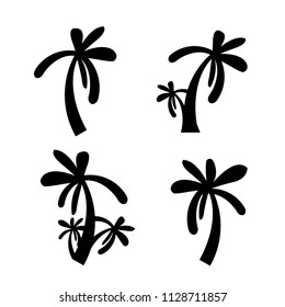 Set of silhouette palm tree shape icon. Vector illustration