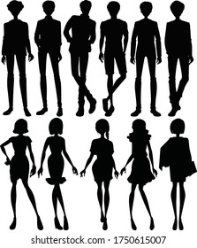 Set of silhouette people character illustration