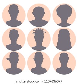 Set of silhouette people of different nationalities, colored clothes, different hairstyles, skin color, clothing style. Crowd of people.  Modern vector flat design image isolated on white background