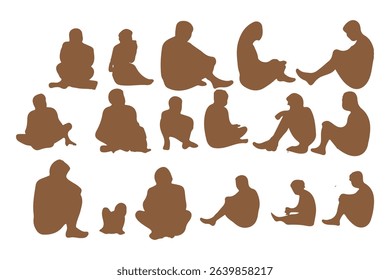 set of silhouette of people reading books standing, lying and standing vector illustration