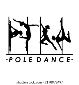 Set of a silhouette pole dance logo illustration. Vector of girl and pole suitable for logotype, icon, logo, banner, brand, clothes and etc