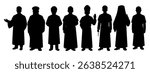 Set silhouette religion people. Various cartoon character christian priest, patriarchs, pastor, clergyman. Bundle illustrations who believe Christ. Design for faith, belief, confession and churchman.
