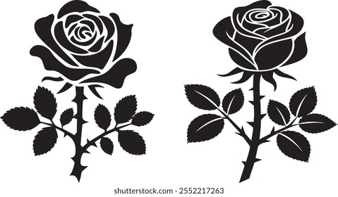 Satz von Silhouette Rose Blume Vektorgrafik Kunstdesign für Valentinstag