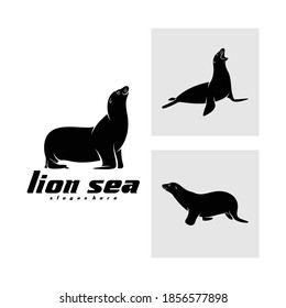 Set if silhouette sea lion vector illustration design, creative design.