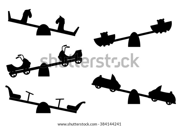 Set Silhouette See Saw On White Stock Vector (Royalty Free) 384144241 ...