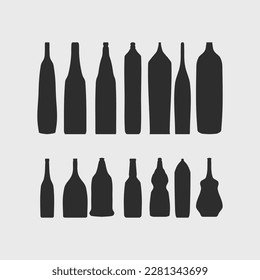 set of silhouette shadow bottles vector