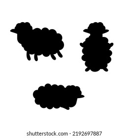 Conjunto de ovejas de silueta. Ilustración del vector