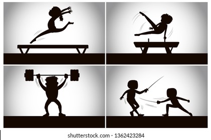 Set of silhouette sport illustration
