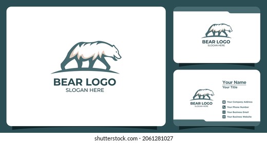 set of silhouette style bear logos and business cards