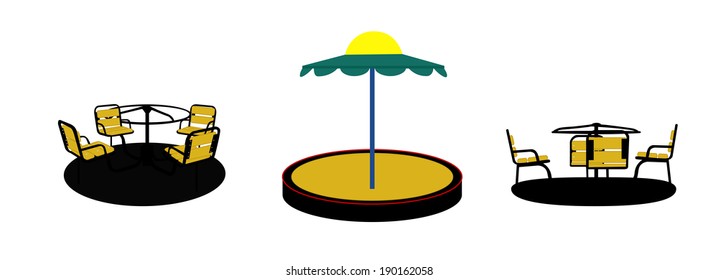 Set of Silhouette Swing Black on White Background. Vector Illustration.