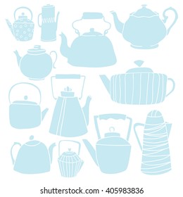 Set silhouette of a teapot