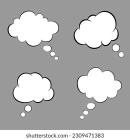 Set of silhouette think bubble isolated on background. Trendy think bubble in flat style. Dream cloud vector.