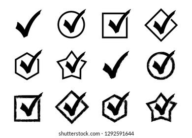 Set silhouette tick symbol variation on flat style illustration for web, mobile, application and graphic design vector icon simple sign and modern symbol. Vector illustration EPS.8 EPS.10