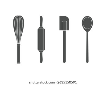 Conjunto de herramientas de silueta de diseño de cocina, Vector, aislado sobre fondo transparente