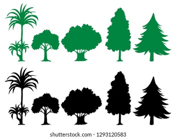 Set of silhouette tree illustration