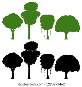 Conjunto de ilustraciones de árboles de silueta