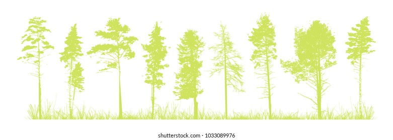 set of silhouette trees. Vector