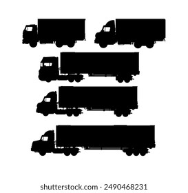 Set von Silhouette eines LKW, LKW, Transport, LORY Seitenansicht - Vektorillustration