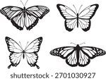 Set of Silhouette vector butterflies isolated vector art illustration