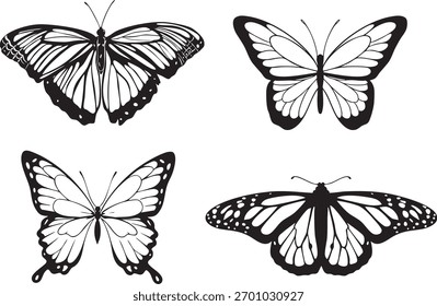 Satz von Silhouette, Vektorschmetterlinge, einzelne Vektorgrafik
