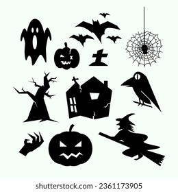Set of silhouette vector for halloween event day.