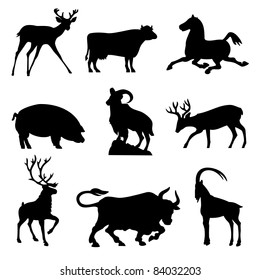 set silhouette vector images animals fnd ungulates