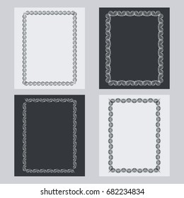 Set of silhouette vertical frames. Design element for banners, labels, prints, posters, web, presentation, invitations, weddings, greeting cards, albums. Vector clip art.