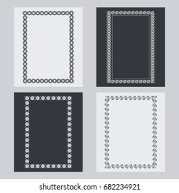 Set of silhouette vertical frames. Design element for banners, labels, prints, posters, web, presentation, invitations, weddings, greeting cards, albums. Vector clip art.