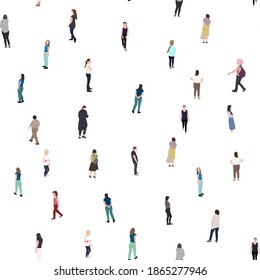 Set of Silhouette Walking People and Children Seamless Pattern Background. Vector Illustration. EPS10