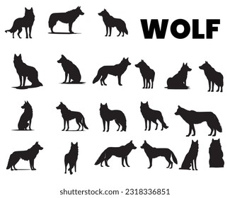 A set silhouette  wolf vector illustration