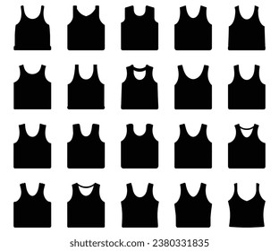 Set of silhouette women's tank tops, racer back, T-shirt, element vector illustration isolated 