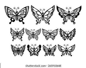 Set of silhouette  wonderful butterflies. Vector illustration EPS 10