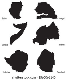 set silhouettes of Africa countries vector illustration