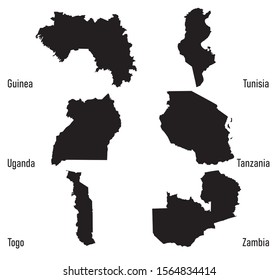 set silhouettes of Africa countries vector illustration
