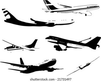 set silhouettes of aircraft