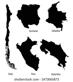 set silhouettes of America countries vector illustration