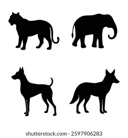 Set of Silhouettes of Animals Vector Collection. Isolated on white background.