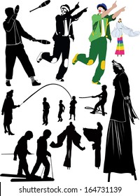 set of silhouettes of animators