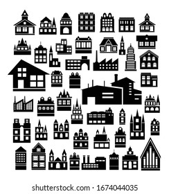 Conjunto de siluetas Arquitectura ilustración vectorial ciudad para los edificios de concepto empresarial casas de infraestructura urbana